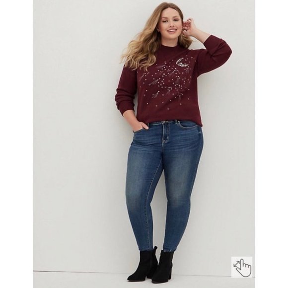 torrid Tops - Torrid ultra SOFT MOON & STARS WINE sweater size 1 nwt
